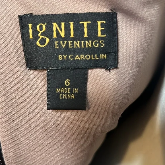 Ignite Evenings, Carolyn Black beaded peplum floor length formal gown women’s 6 - Picture 8 of 10